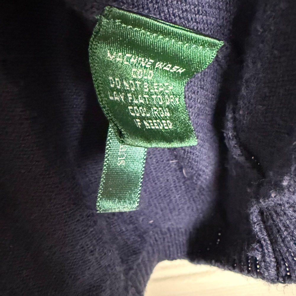 Lauren Ralph Lauren Sweater Womens Medium Blue Gold Buttons Preppy Academia - Picture 8 of 14